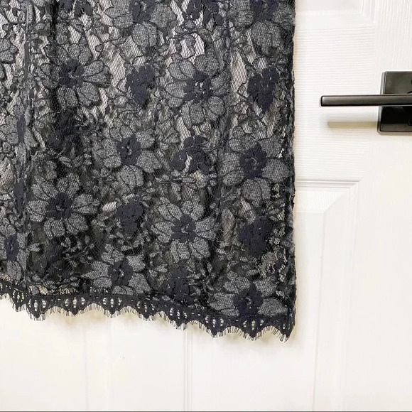 ELIZA J Black Floral Lace Sheath Cap Sleeves Cocktail Dress Sz 8 - Picture 3 of 6